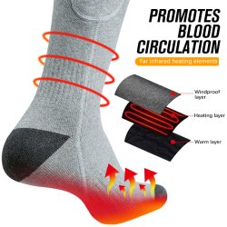 Opvarmede vintersokker med USB og genopladeligt batteri � termiske, skridsikre og antibakterielle