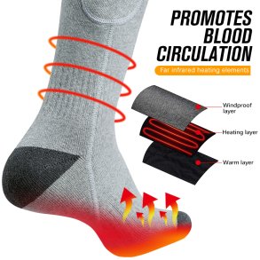 Opvarmede vintersokker med USB og genopladeligt batteri � termiske, skridsikre og antibakterielle