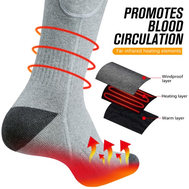 Opvarmede vintersokker med USB og genopladeligt batteri � termiske, skridsikre og antibakterielle