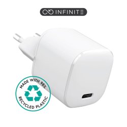 eSTUFF INFINITE USB-C Charger EU PD 20W - White - 98% Recycled Plastic