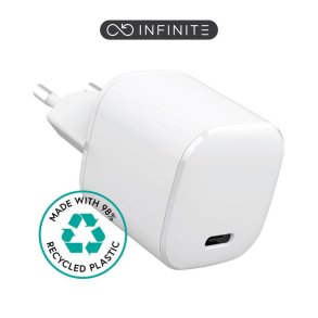 eSTUFF INFINITE USB-C Charger EU PD 20W - White - 98% Recycled Plastic